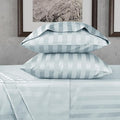 URBANHUT 800 Thread Count 100% Cotton Damask Full Size Sheets, 4 Piece Striped Full Size Bedsheets, Luxury Hotel Sheets Sateen Weave - Better Than Egyptian, 16" Elasticized Deep Pocket- Light Blue