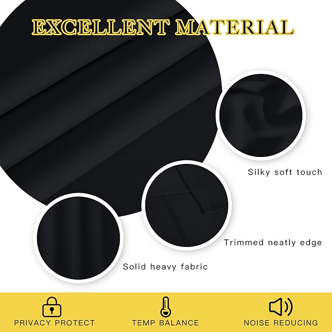 NICETOWN Black Out 144 inch Curtain for Sliding Glass Door, Grommet Thermal Insulated Sound Reducing Window Treatment Extra Wide Drape for Bedroom/Living Room, W100 x L144, 1 Panel