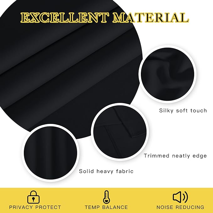 NICETOWN Black Out Curtain for Bedroom 84 inches Long - Thermal Insulated Modern Blackout Window Treatment Soundproof Drape for Bedroom/Living Room, W52 x L84 Inch, 8 Grommets Top, 1 Piece