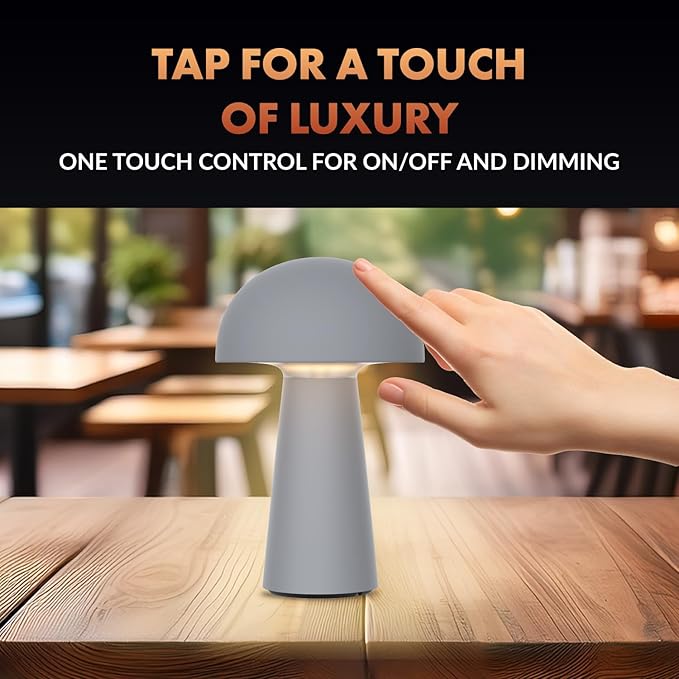 ‎Newhouse Lighting Capri, Fog Gray 2700K Dimmable Cordless USB-C Rechargeable Table Lamp NHTL-CA-GY, Cordless Desk Lamp for Living Room, Bedroom, Coffee Table, and Other Cozy Home Decor