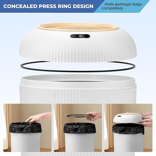 Pukomc 2 Pack Automatic Trash Can 12L /3 Gallon and 10L /2.64 Gallon Bathroom Trash Bin with Lid Touchless Small Smart Motion Sensor Garbage Cans for Kitchen, Bathroom,Living Room and Bedroom