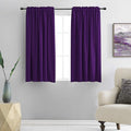 DONREN 54 Inch Length Royal Purple Blackout Curtains for Kitchen - Small Window Treatment Rod Pocket Curtain Drapes for Bedroom(Set of 2 Panels)