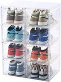 KEFA 8 Pack XXL Large Shoe Storage Box Fit for Size US 15, Shoe Organizer Clear Plastic Shoe Boxes (8 PACK CLEAR)