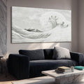YETHEN WAL Neutral Grey & White Wave Wall Art – Textured Minimalist Canvas Print, Modern Coastal Decor for Hallway Entryway Bedroom, 20×40 Inch