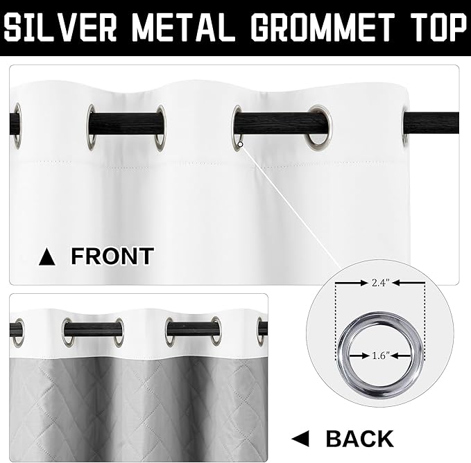 Extra Long 100% Blackout Curtains 3-in-1 Heavy Duty Soundproof Curtains Thermal Insulation Drapes Doorway Heat Insulating Curtains for Bedroom Living Room (1 Panel, White, 50" x 120")