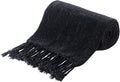 BATTILO HOME Black Throw Blanket for Couch, Bed, Sofa - Soft Cozy Chenille Throw with Fringe Tassels, Lightweight Chenille Knit Throw for Home Decor, 50"x60"