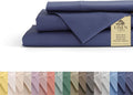 Linen Home 100% Cotton Percale Sheets King Size, Dark Blue, Deep Pocket, 4 Pieces Set - 1 Flat, 1 Deep Pocket Fitted Sheet and 2 Pillowcases, Crisp Cool and Strong Bed Linen