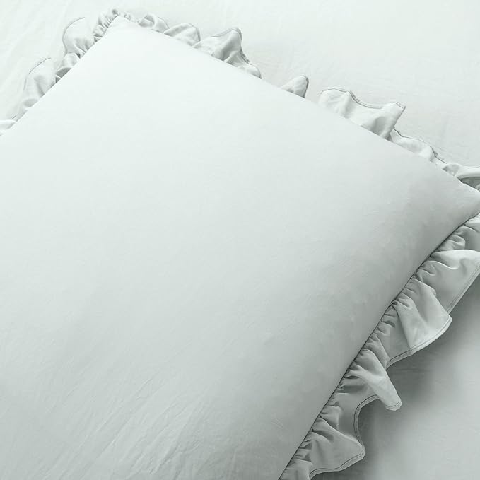 Lush Decor Ruffle Skirt Bedspread Set - 3-Piece Luxurious Farmhouse Bedding - Elegant Ruffle Detail - Timeless Style - Soft Lightweight Sheets - Queen, Sea Salt