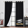 RYB HOME 4 Layers Dusts Filter Window Curtains with Melt-Blown Fabric, Heavy Duty Nosie Reducing Window Treatment 100% Blackout Privacy Drapes for Living Room, Black, W52 x L108 inch, 2 Panel