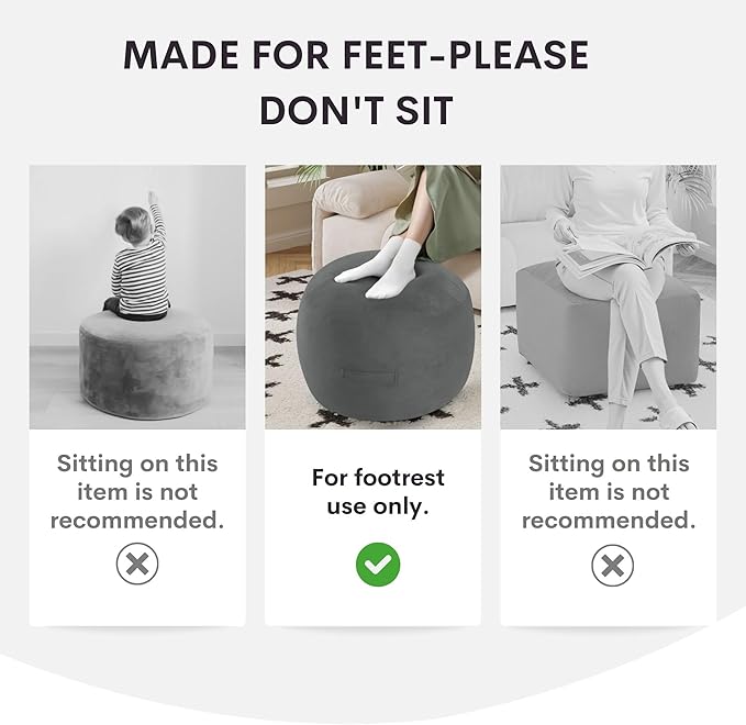 MeMoreCool Round Stuffed Pouf Ottoman Foot Rest, Floor Pouf Foot Stool with Soft Foam Chunk Filling, Small Round Ottoman Footstool Circle Footrest for Living Room, Blue