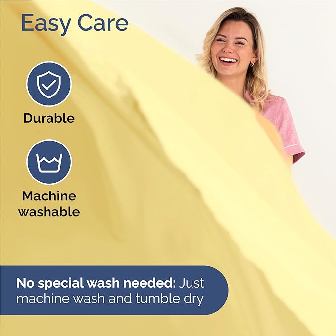 Full 6 Piece Sheet Set - Cooling, Comfy & Breathable - Hotel Luxury Bedding, Includes Fitted Sheet for Women, Men, Kids and Teens - 1 Flat, 1 Fitted Sheet, 4 Pillowcases with Deep Pockets - Yellow