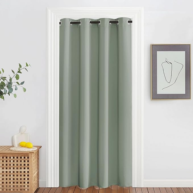 NICETOWN Sage Green Blackout Family Home Curtain - Grommet Thermal Insulated Room Darkening Window Treatment Sound & Light Blocking Drape for Bedroom/Living Room (W52 x L78, 1 Panel)