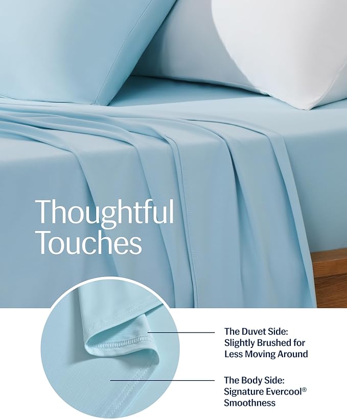 REST® Evercool®+ Top Sheet, Cali King/King Size, Light Blue, 104"X108" (1 Flat Sheet only)