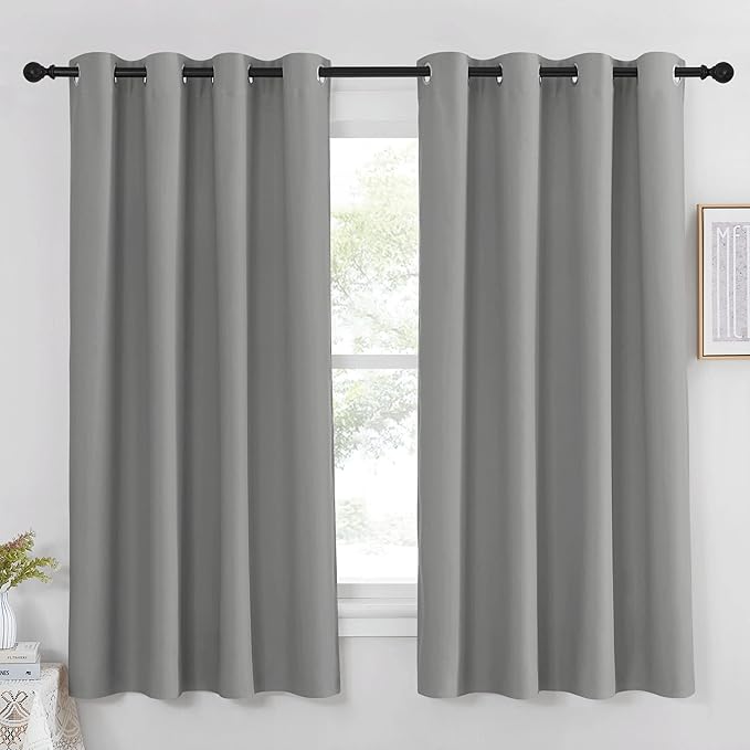 NICETOWN Blackout Curtain & Drape - (Silver Grey Color) Noise Reduction Drapery Thermal Insulated for Living Room/Bedroom, 52 x 63 inches, 1 Panel
