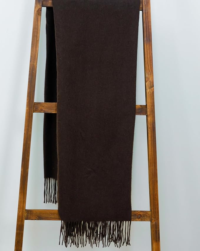 Alashan Ripple Finish Woven Throw - Cashmere Blend Throw Blanket - Espresso