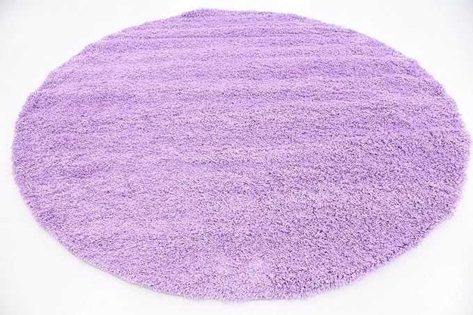 Unique Loom Solid Shag Collection Area Rug (8' Round, Lilac)