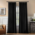 Pinch Pleated 100% Blackout Curtains for Bedroom, Black Velvet Curtains for Living Room, Black Out Curtain 96 inch Long Room Darkening, Blackout Pinch Pleat Drapes with Hooks 2 Panels