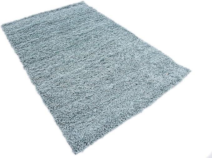 Unique Loom Solid Shag Collection Area Rug (4' 1" x 6' 1" Rectangle, Light Slate Blue)
