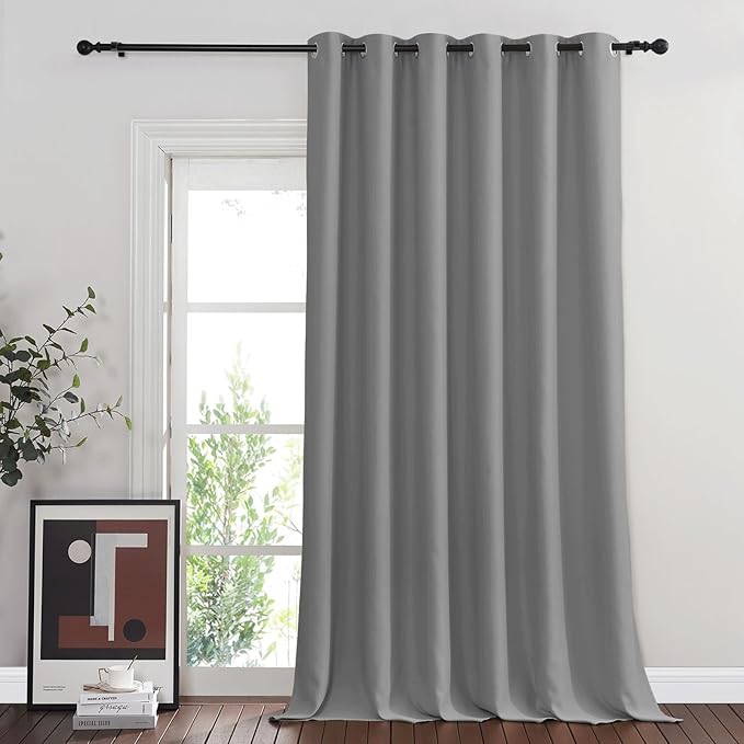 NICETOWN Blackout Curtains & Drapes - Privacy Thermal Efficiency Backdrop Curtains for Bedroom Room Divider Living Room Patio Sliding Glass Door, Wide 80 x Long 144 inch, Silver Grey, 1 Panel