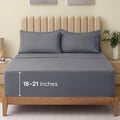 LuxClub 4 PC Extra Deep Pocket Split King Sheet Set, Wrinkle Free Cooling Bed Sheets Hotel Bedding for Women, Men, Includes 1 Fitted Sheet, 1 Flat Sheet and 2 Pillowcases- Light Grey