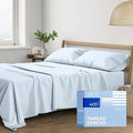 THREAD SPREAD 100% Cotton Sheets King Size - 400 Thread Count King Size Sheets Set (4 PC, Light Blue), 16" Deep Pocket All Around Elastic, Soft, Cooling, Durable & Breathable Sateen Bed Sheet Set