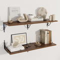 Dreamland Deep Floating Shelves, 40" W x 12" D Wall Shelves Set of 2, Wide Display Shelf Wall Mounted with Brackets, Bookshelf for Living Room, Bathroom, Bedroom, Walnut