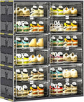 24 Pairs Portable Shoe Storage Cabinent of 3-Step Fast Installation,Plastic Shoe Box with Magnetic Clear Door for Entryway, Enclosed Shoe Rack for Sneaker, Heels etc.. (2Row, 6Tier)
