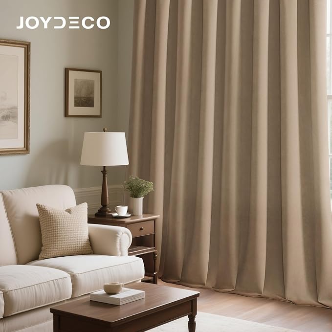 Joydeco Toffee Brown Velvet Curtains 72 Inches 2 Panels, Luxury Thermal Insulated Soft Brown Curtains for Bedroom & Living Room, Room Darkening Velvet Drapes, Rod Pocket (52W x 72L)