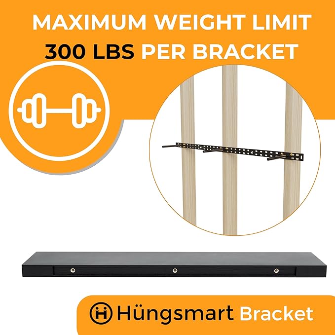 48 inch Floating Shelf x 11.8 Inch Deep, Black Stained Walnut with Stainless Steel Insert Veneer Engineered Wood Shelves for Storage, Wall Mounted Display Shelf for Bathroom Bedroom Kitchen