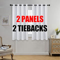 MIUCO 1 Pair Thermal Insulated Grommet 52-Inch-by-63-Inch Blackout Window Curtain Panels with 2 Tie Backs, Greyish White