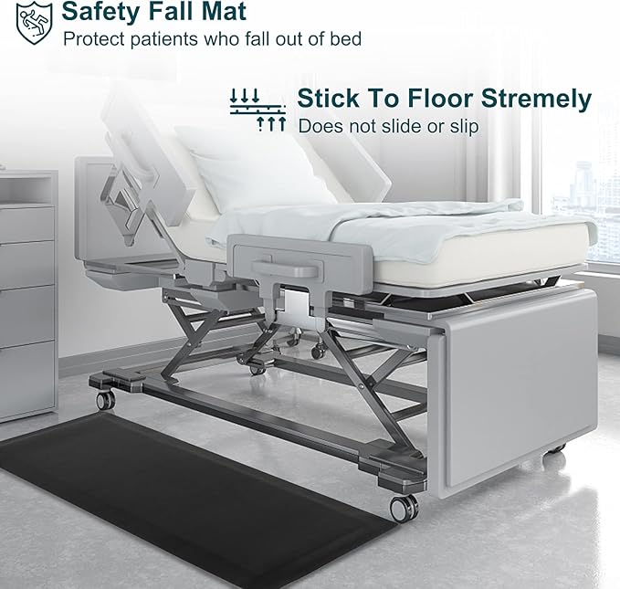 70"x24"x1/2" Thick Medical Bedside Fall Safety Protection Floor Mat for Elderly Senior Handicap,Reducing Injury Risk and Impact, Prevent Bed Falling, Anti Fatigue, Non-Slip Beveled Edge