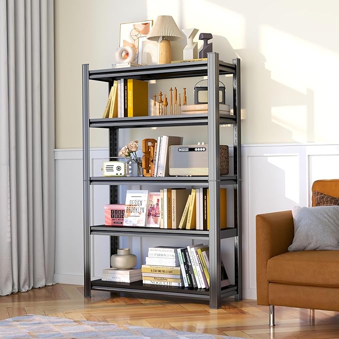 Storage Shelves, 5-Tier Metal Shelving, Garage Shelve 40''W*14''D*63''H Adjustable, Double-Layer Column with Reinforced Ribs, 3020 lbs Heavy-Duty for Kitchens, Living Rooms& Garages