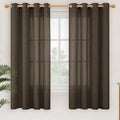 YoungsTex Brown Linen Curtains 63 Inches Long for Living Room Window, Light Filtering Drapes Semi Sheer with Grommet Privacy Decorative for Bedroom, 2 Panels, 52 X 63 Inch