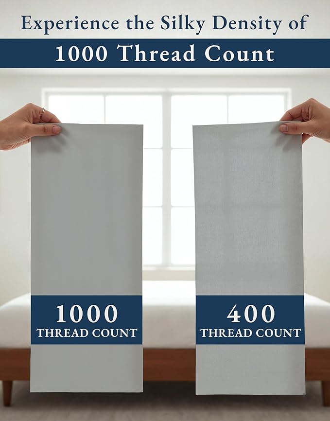 LANE LINEN 100% Egyptian Cotton Split King Sheets for Adjustable Beds - 1000 Thread Count, Sustainably Produced Luxury Hotel Like Thick Split King Bed Sheets, Machine Washable Cotton Sheets - Silver