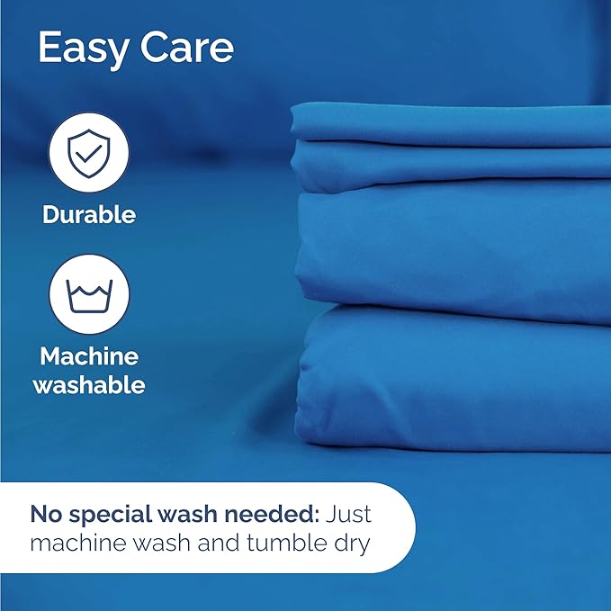 Twin 4 Piece Sheet Set - Cooling, Comfy & Breathable - Hotel Luxury Bedding, Includes Fitted Sheet for Women, Men, Kids & Teens - 1 Flat, 1 Fitted Sheet, 2 Pillowcases with Deep Pockets - Royal Blue