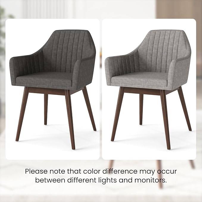 Giantex Upholstered Dining Chairs Set of 4, Mid Century Kitchen Chairs with Solid Wood Legs, Wrap-Around Backrest, Modern Accent Armchair for Living Room, Dining Room, Bedroom, Light Grey