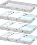 Low Profile Under Bed Storage, 3-Inch High Foldable Underbed Storage Bins with Lid & Zipper, No Structure, Super Slim Clothes Organizer for Crib Dorm Couch Low Bed, 6-Pack, Clear Top