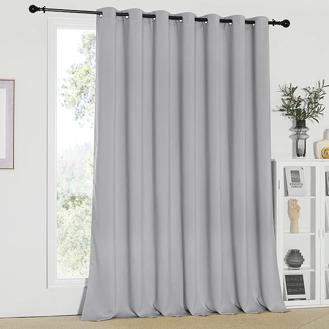NICETOWN Sliding Glass Door Curtain - Blackout Room Darkening Door Vertical Blind for Dining Room/Bedroom with Grommet Top (Silver Grey, W100 x L95, 1 Panel)
