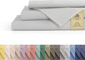 Linen Home 100% Cotton Percale Sheets Twin Size, Silver, Deep Pocket, 3 Pieces Set - 1 Flat, 1 Deep Pocket Fitted Sheet and 1 Pillowcase, Crisp Cool and Strong Bed Linen