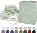 Bella Coterie 6 Piece Luxury Bamboo Viscose California King Size Sheet Set | 100% Organically Grown | Cooling for Hot Sleepers | 18" Deep Pocket | Soft & Hypoallergenic | 4 Pillowcases [Sea Glass]