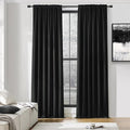 DONREN 99 Percent Blackout Curtains Draperies - Light UV Block Insulated Rod Pocket Window Curtain Panels for Kids Nursery(52 x 96 Inches,Set of 2 Panels,Black)