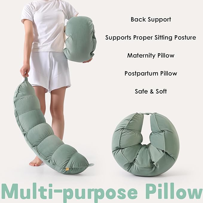 Peallow(Pat. Pend) – Long Round Body Pillow for Adults, Bolster Pillow for Sleeping, Soft and Supportive Pillow for Sleeping & Lumbar Support