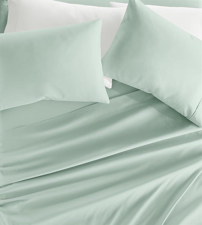 Linen Market Brushed Microfiber King Sheet Set 4 Piece – Oeko-TEX Certified Ultra Soft & Wrinkle-Free - 16" Deep Pocket Sheets - Easy Care King Size - Mint