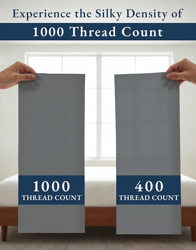 LANE LINEN 100% Egyptian Cotton Full Size Bed Sheets Set - 1000 Thread Count, Soft & Comfy No Pill Fade Resistant Natural Cooling Mercerized Cotton Sheets Full Size Bed 15" Deep Pocket - Charcoal