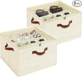 Shoe Organizer for Closet, Foldable Shoe Storage Box with Clear Top Lid, 3 Leather Handles, Adjustable Dividers, Fits 8-16 Pairs, Stackable Shoe Bin for Bedroom (Beige, 2 PCS/16.9*11.8*1.57 inch)