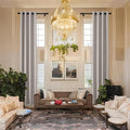 Extra Long Linen Curtains 120 inch Length 2 Panels Thick Faux Linen Blended Window Drapes Burlap Textured Curtains with Grommet for Living Room Farmhouse 10ft (52x120 Beige) Natural