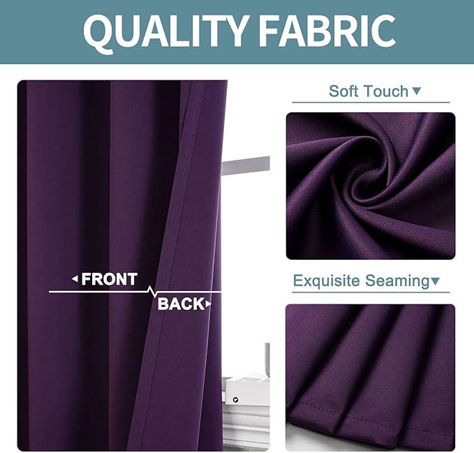 ChrisDowa Grommet Blackout Curtains for Bedroom and Living Room - 2 Panels Set Thermal Insulated Room Darkening Curtains (Royal Purple, 38W x 45L)