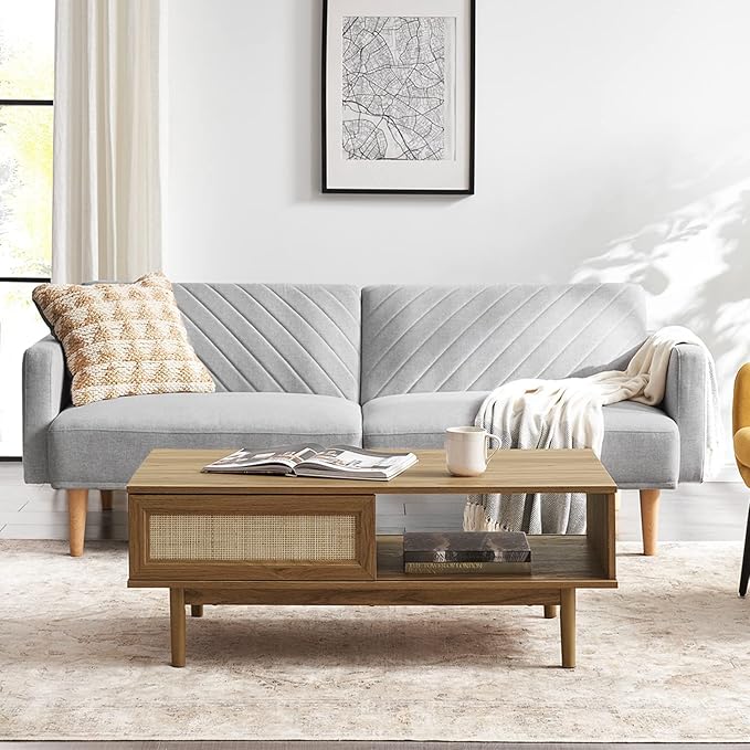 mopio Haylee Coffee Table (Oak, Rattan)