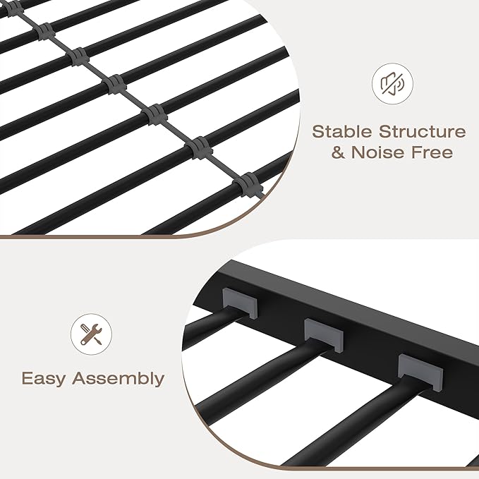 VECELO Bunk Bed Twin Over Twin, Metal Bunkbeds with Ladder and Full-Length Guardrail, No Box Spring Needed, Space Saving, Noise Free, Black