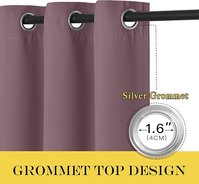 NICETOWN Blackout Curtains for Sliding Glass Door Room Divider Noise Reduce Curtain Panel Portable Window Screen Sliding Partition, W100 x L102 inches, 1 Panel, Dry Rose
